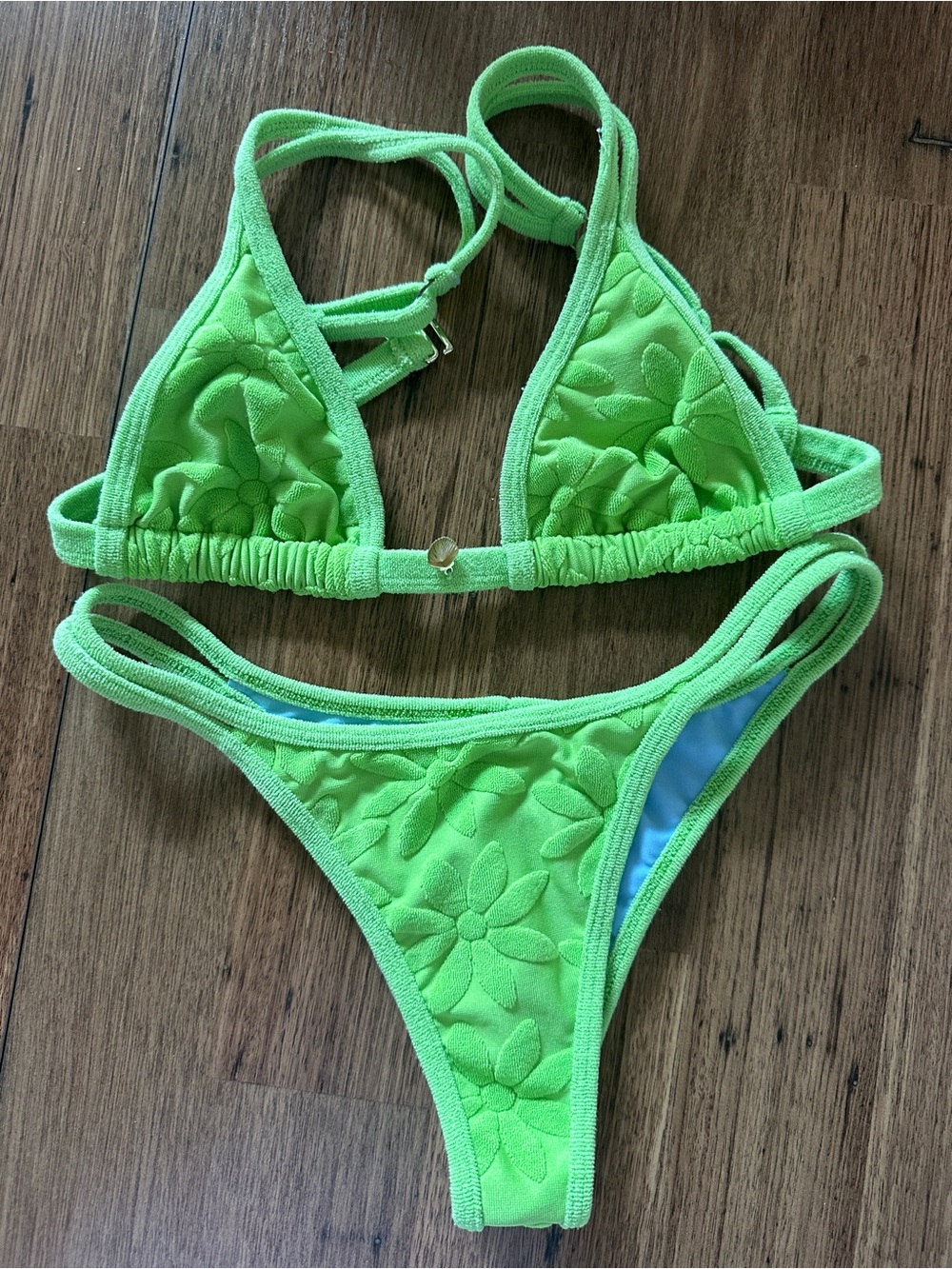 Bydee Green Floral Textured Bikini